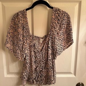 Nordstrom BP Printed Flutter Sleeve Top | Size 3X